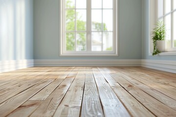 Empty bedroom interior background wooden floor created with Generative AI