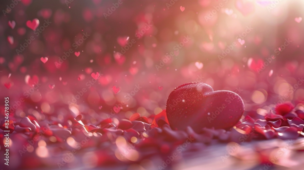 Poster a vibrant red apple resting on a bed of colorful petals. ideal for food and nature concepts