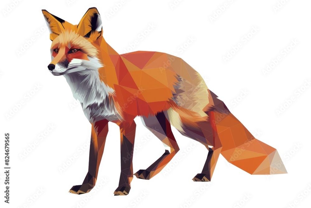 Poster a red fox standing on a white surface, suitable for various projects