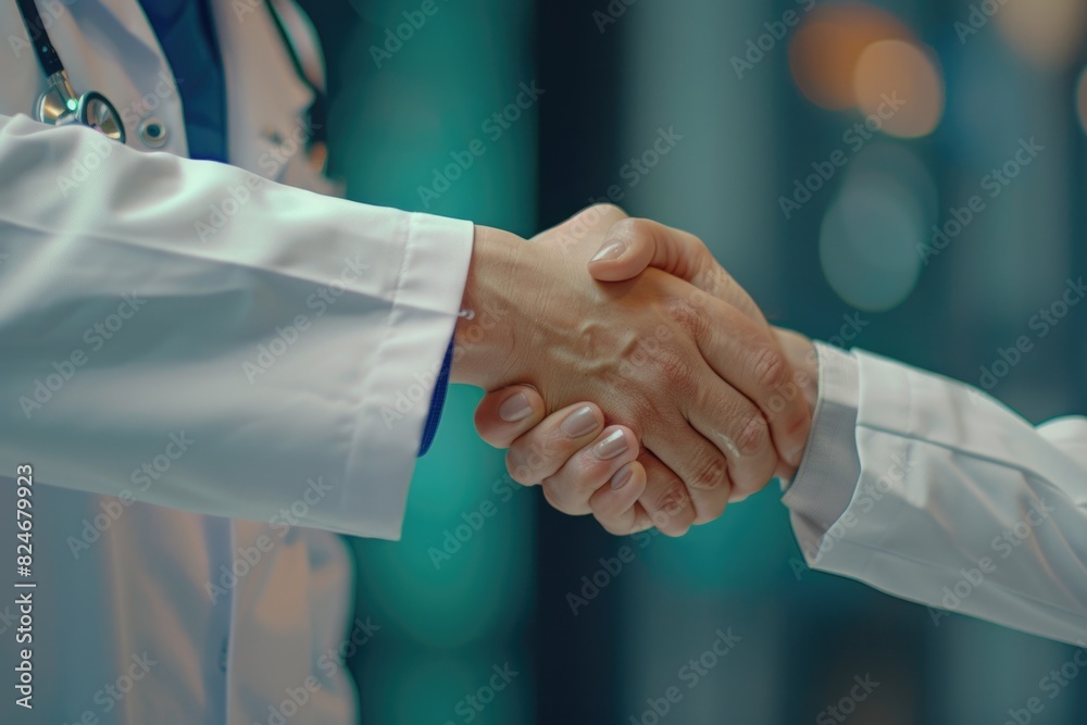 Poster close-up shot of a handshake gesture. suitable for business and partnership concepts