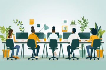 Multi person video conference, illustration