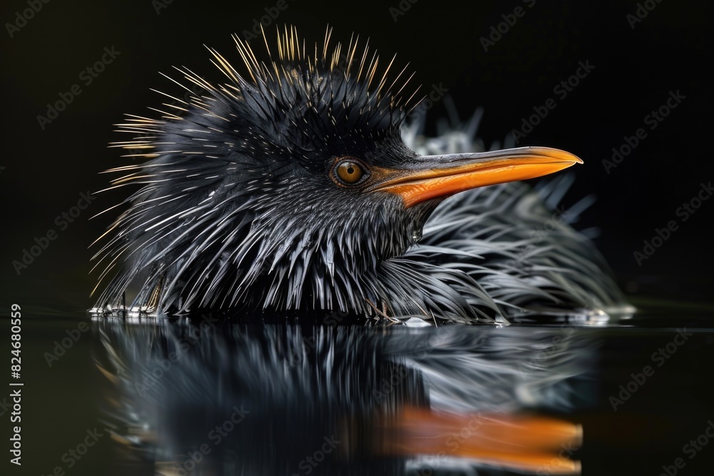 Poster a close up image of a bird on a body of water. suitable for nature and wildlife concepts