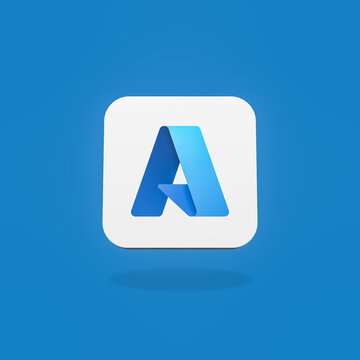 Microsoft Azure App Icon on Flat Blue Background