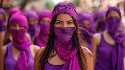 Women Wearing Purple Headscarves and Scarves