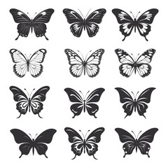 Butterfly Clipart Black Color Vector