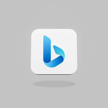Microsoft Bing App Icon on Flat Gray Background