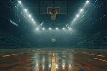 A basketball court with a hoop, suitable for sports and recreation concepts - Powered by Adobe