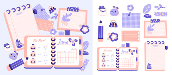 Cute cartoon bullet journal set