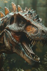 Close up of a dinosaur with its mouth wide open. Perfect for educational materials