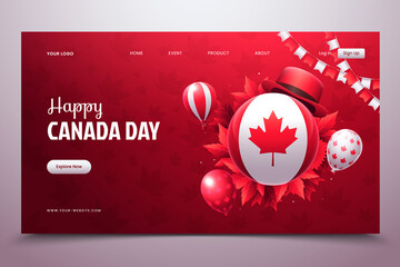 Canada day landing page in realistic style