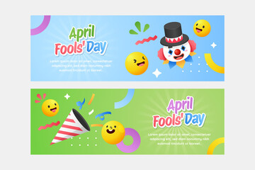 April Fools Day banners in flat design