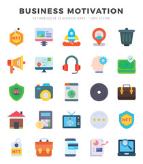 BUSINESS MOTIVATION Icons bundle. Flat style Icons. Vector illustration.
