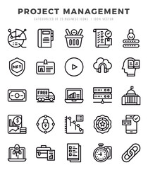Set of 25 Project Management Lineal Icons Pack.