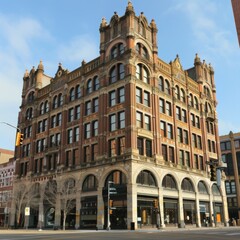 Fototapeta premium A large building with a clock on top. Suitable for urban concepts