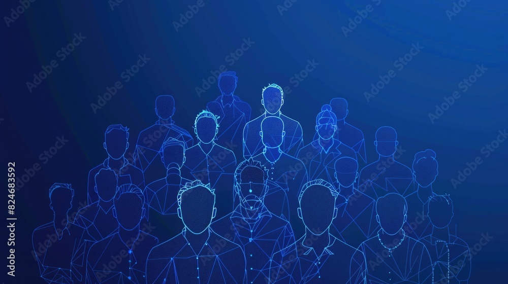 Poster a group of people standing together in a line. suitable for business or teamwork concepts