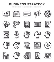 Set of 25 Business Strategy Lineal Icons Pack.