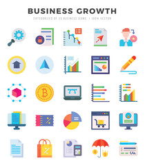 Business Growth Icons bundle. Flat style Icons. Vector illustration.