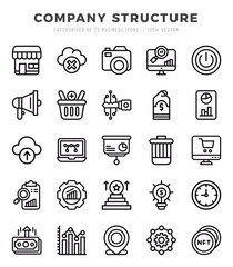Set of 25 Company Structure Lineal Icons Pack.