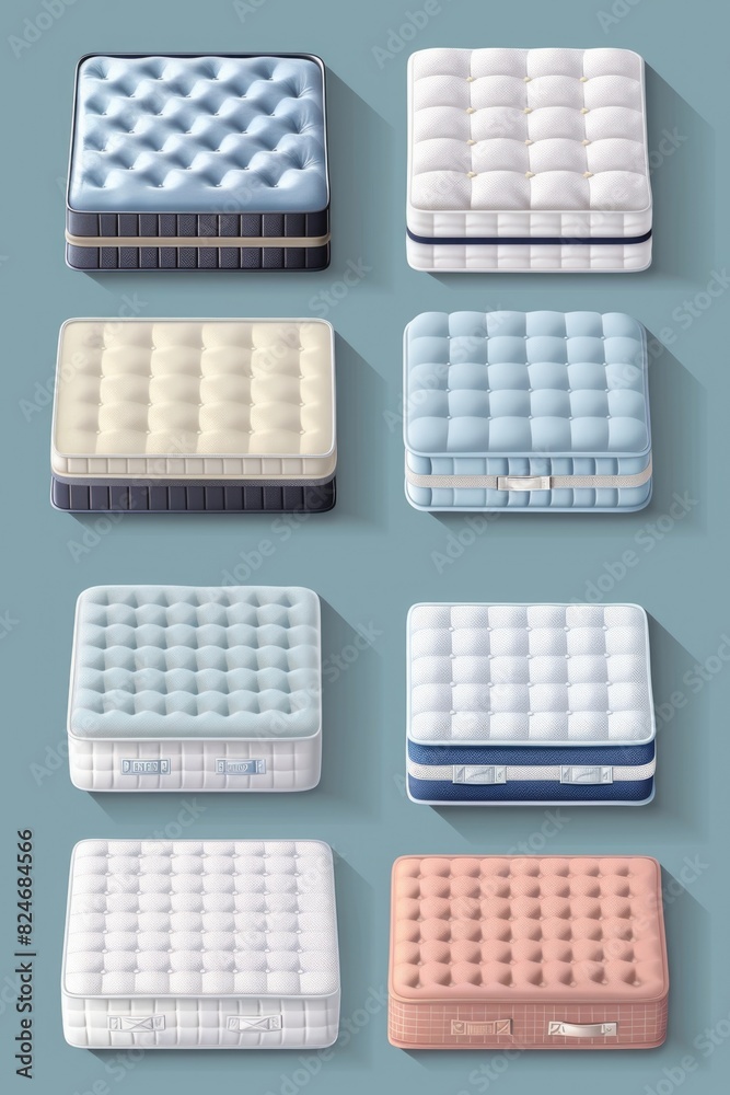 Poster A group of mattresses stacked on top of each other. Can be used for furniture or bedding concepts