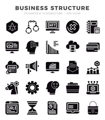 Business Structure Icons bundle. Glyph style Icons. Vector illustration.
