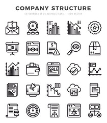 Set of Company Structure Icons. Simple Lineal art style icons pack.