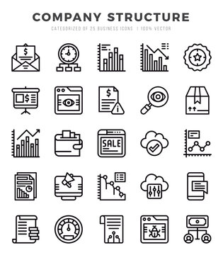 Set of Company Structure Icons. Simple Lineal art style icons pack.