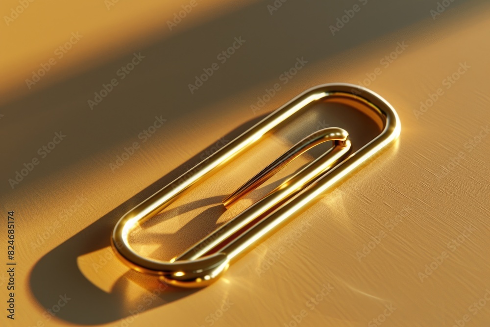 Poster close up shot of a paper clip on a table. suitable for office and stationery concepts