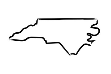 North Carolina hand drawn map graphic
