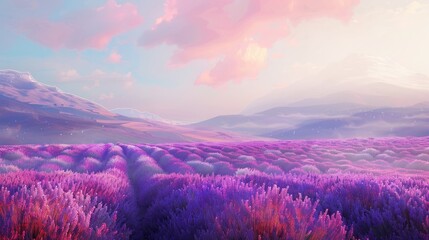 Vivid Lavender Field During the Summer Time