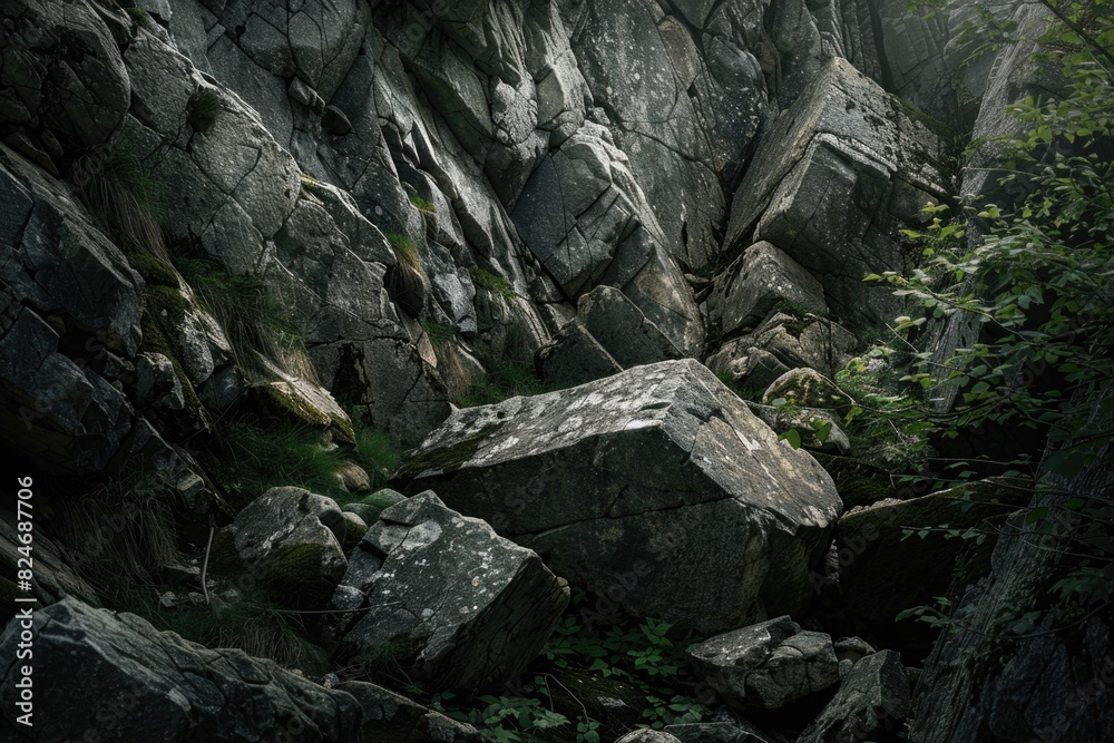 Poster a large rock face with rocks in foreground. suitable for outdoor and nature concepts