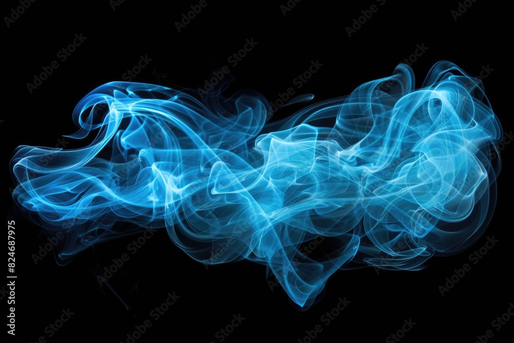 Canvas Prints Close up of blue smoke on a black background. Perfect for graphic design projects