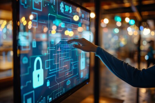 Comprehensive cloud security with padlock and digital circuits, showcasing advanced cybersecurity measures and secure data connections in a tech centric environment