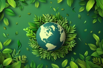 Green Earth and Leaf Illustration