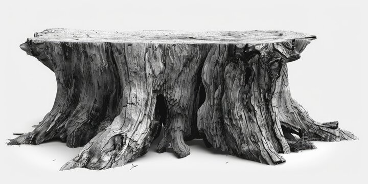 A black and white photo of a tree stump, suitable for nature-themed designs