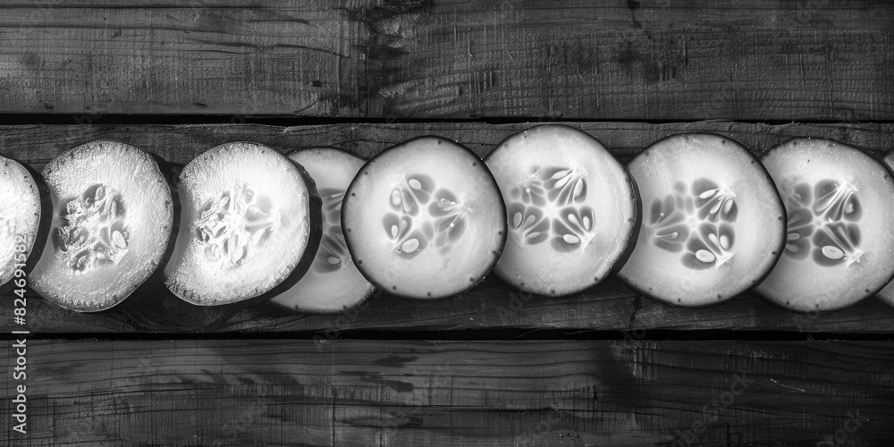 Poster close-up photo of a sliced cucumber, perfect for food and health-related projects