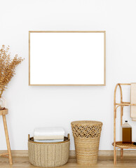 Horizontal frame mockup, A4 frame mockup, interior mockup, 3d render