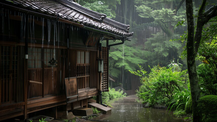 日本の古い家 豪雨