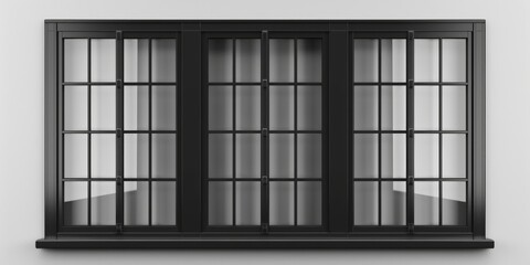 A black window with a glass pane, suitable for architectural and interior design projects