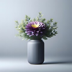 Vibrant Purple and Yellow Flower in Elegant Vase Floral Beauty for Your Projects