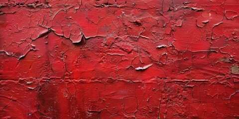 Weathered red wall with peeling paint, suitable for backgrounds or textures