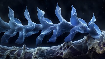 Obraz premium Abstract microscopic view of a blue crystalline structure