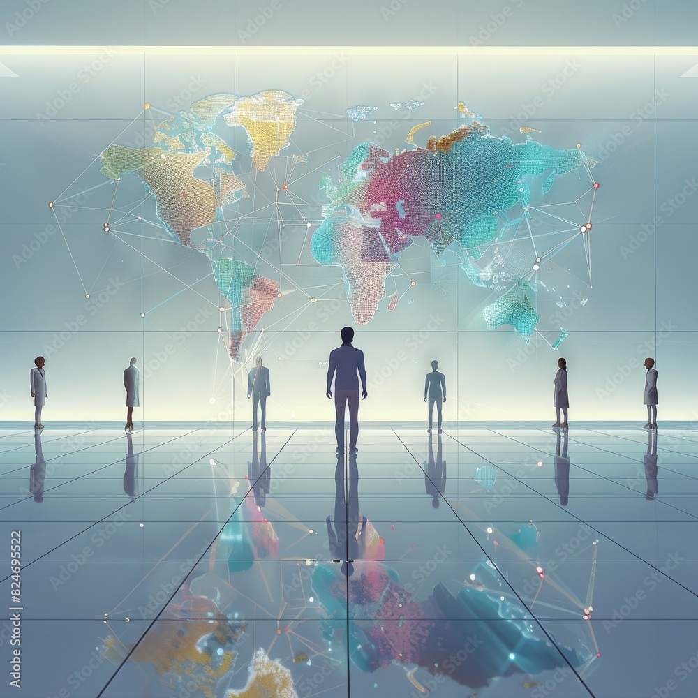 Leinwandbilder Cross cultural management with data driven processes. Generative AI.