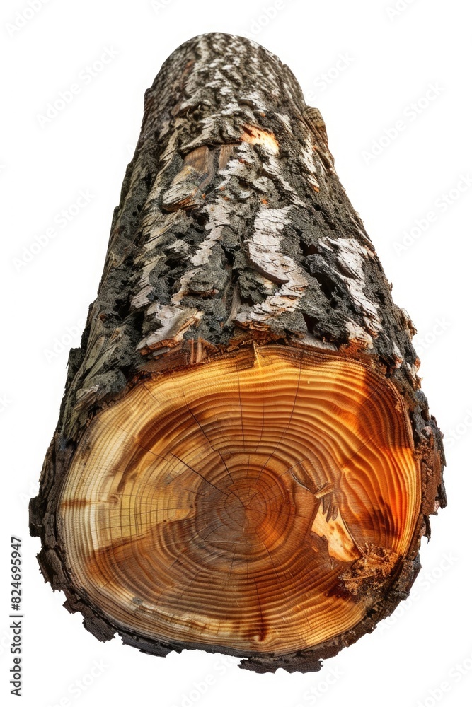 Poster A large tree trunk that has been cut down. Suitable for nature or deforestation concepts