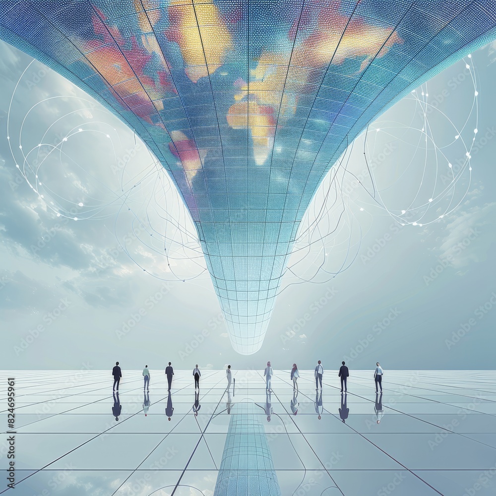 Fototapete Cross cultural management with data driven processes. Generative AI.