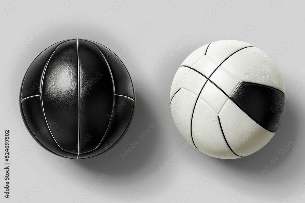Poster a pair of black and white balls. suitable for various design projects
