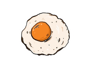 fried eggs hand draw cute cartoon color hand draw isolated.