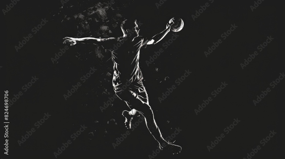 Aufkleber a dynamic black and white image of a person jumping in the air. suitable for various creative projec