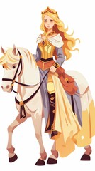 Fototapeta premium Queen and her cavalry flat design front view medieval warfare theme water color Analogous Color Scheme