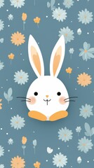 Obraz premium Rabbit with a heat pad flat design top view comfort theme cartoon drawing Tetradic color scheme