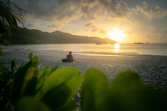 Capturing Paradise: Aerial Drone View of Seychelles Beach